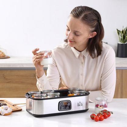 Homcom Yogurtera Capacidad 1,44l Con 8 Tarros 180ml Temporizador Y Termostato_3