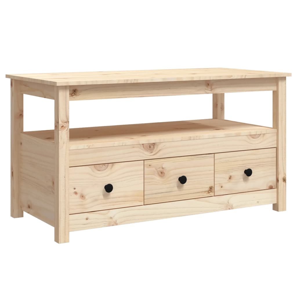 Mesa De Centro De Madera Maciza De Pino 102x49x55 Cm_0
