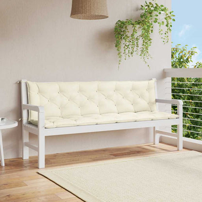 Vidaxl Cojín De Banco Jardín Tela Oxford Blanco Crema 200x(50+50)x7 Cm_1