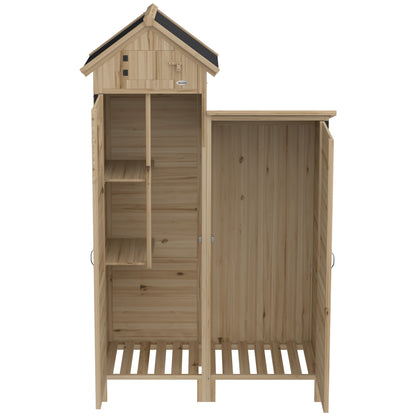 Outsunny Caseta De Jardín De Madera 106x57x167 Cm Con Doble Zona Y 2 Estantes_3