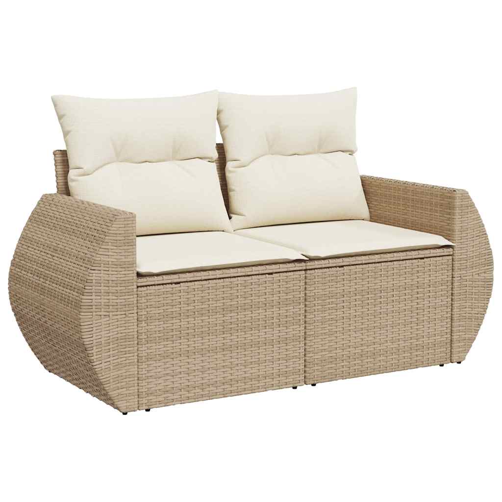 Set De Sofás De Jardín 11pzas Con Cojines Ratán Sintético Beige / Vetonek_2