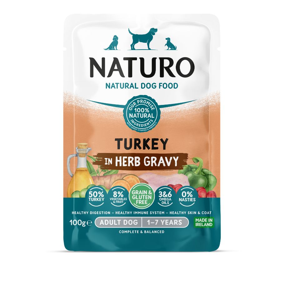 12 Sobres De Comida Para Perro Adulto Naturo Grain Free De Pavo 12x100g_0