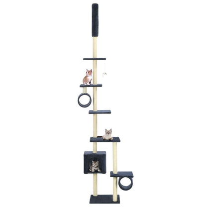Vidaxl Rascador Para Gatos Con Postes De Sisal Azul Oscuro 260 Cm_1
