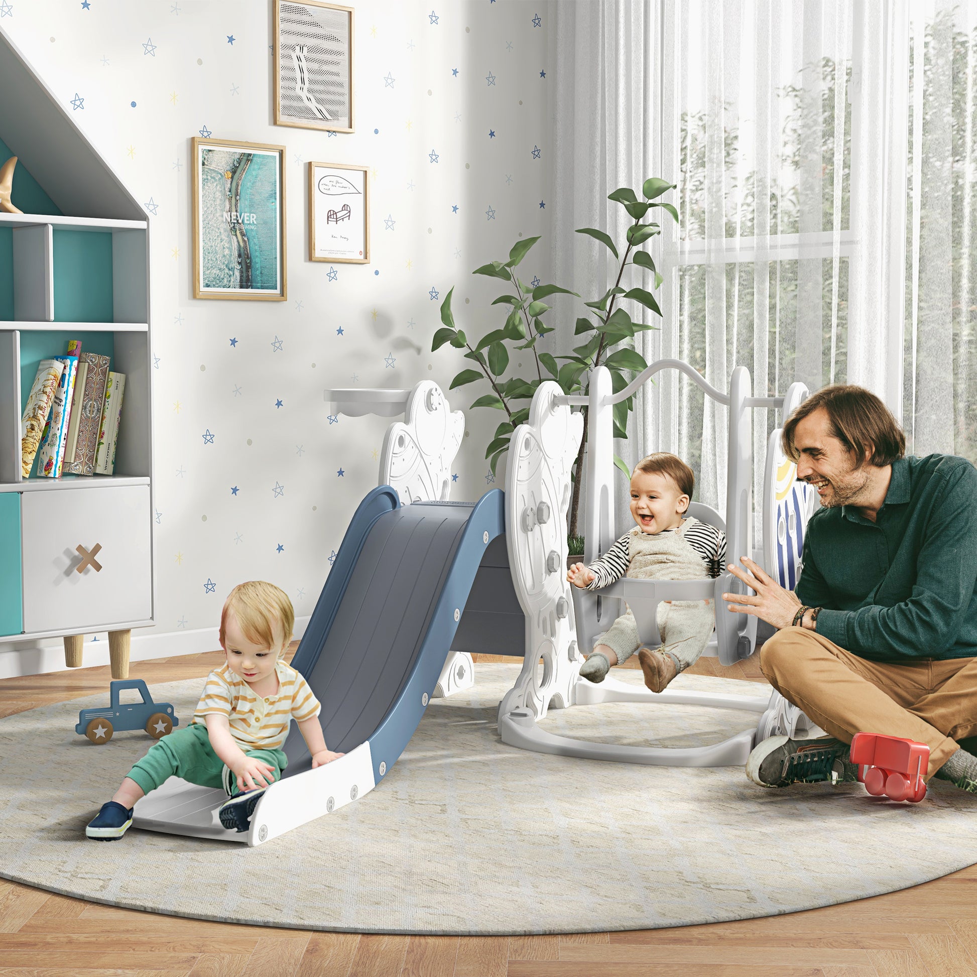 Juego De Tobogán Y Columpio Para Niños De 18-48 Meses 3 En 1 Carga 30 Kg_1