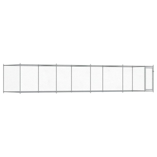 Jaula De Perros Con Puerta Acero Galvanizado Gris 8x2x1,5 M_0
