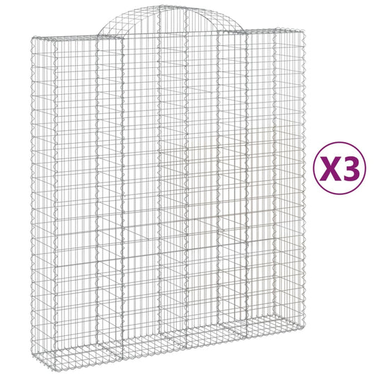 Cestas De Gaviones 3 Uds Forma De Arco Hierro 200x50x220/240 Cm_0