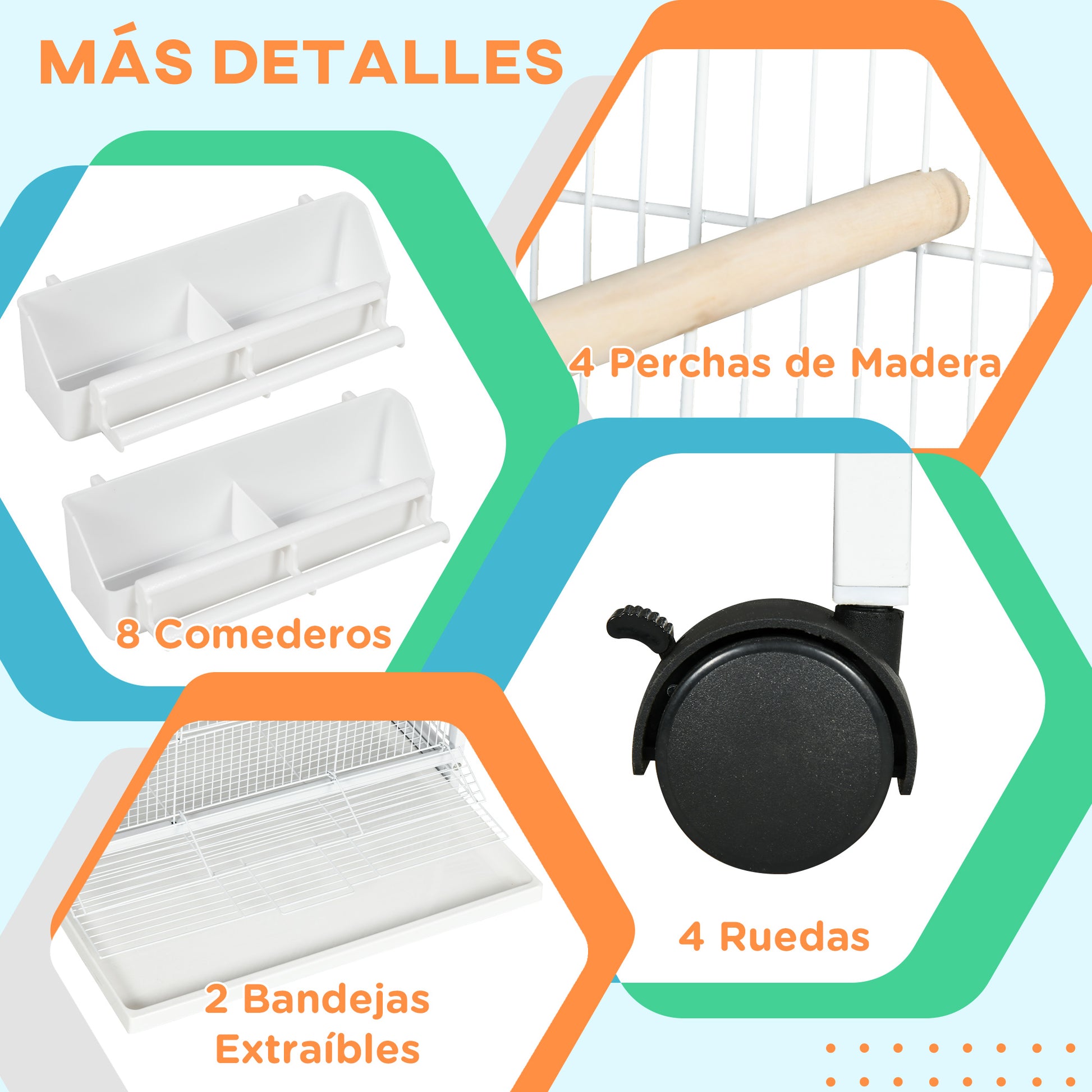 Pawhut Jaula Para Pájaros Grande De 2 Pisos 78x75x168 Cm Blanco_3
