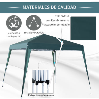 Outsunny Carpa Plegable 2,4x2,4m De Jardín Diseño Pop Up Cenador De Acero Y Tela_5