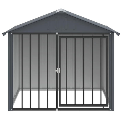 Caseta Perros Con Tejado Acero Galvanizado Negro 117x103x102 Cm_2