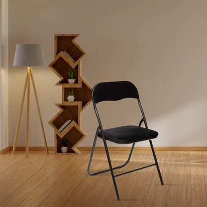 Well Home - Silla Plegable De Terciopelo Negro_2
