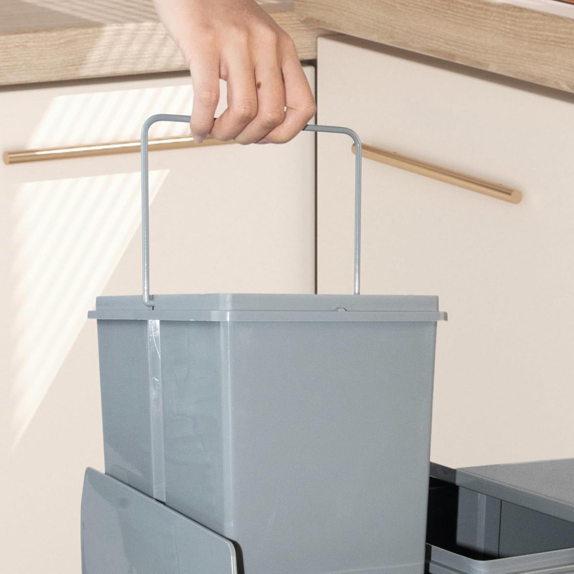 Cubo De Reciclaje 15l Bajo Fregadero, Extracción Manual Y Tapa