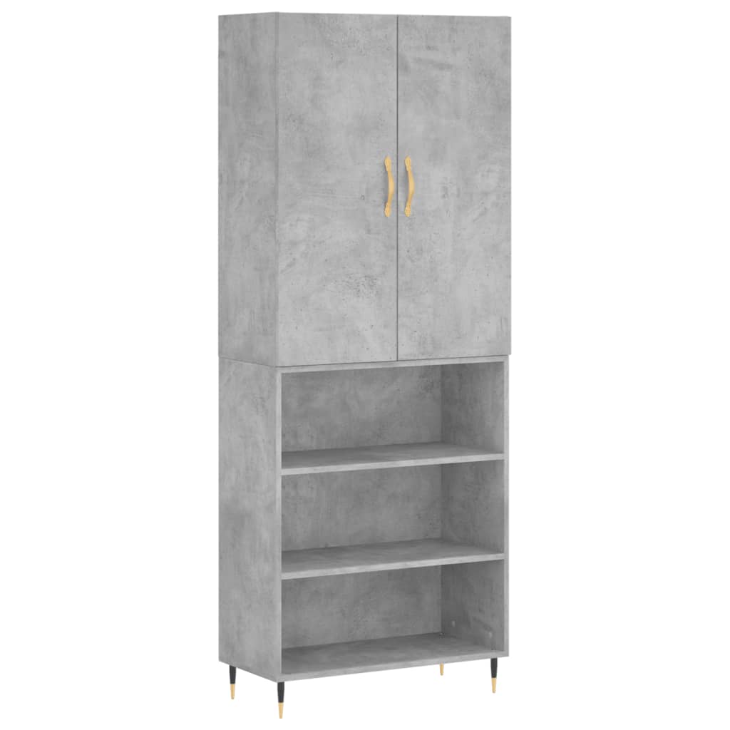 Aparador Alto Madera Contrachapada Gris Hormigón 69,5x34x180 Cm_1