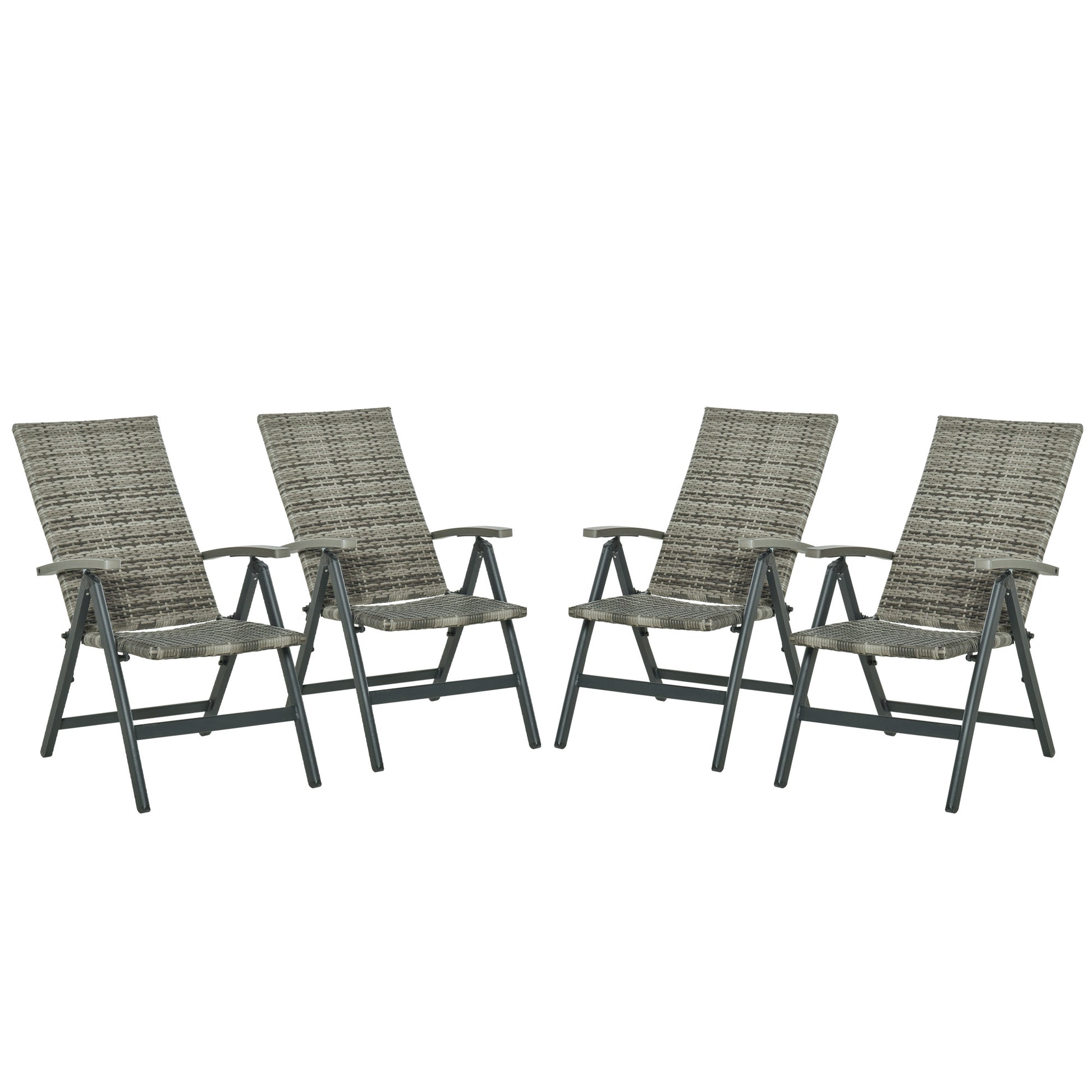 Outsunny Set 4 Sillas Plegable De Ratán Con 5 Posiciones Reclinable 59x68x107cm_0