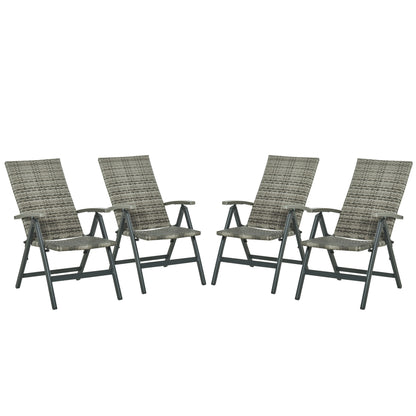 Outsunny Set 4 Sillas Plegable De Ratán Con 5 Posiciones Reclinable 59x68x107cm_0