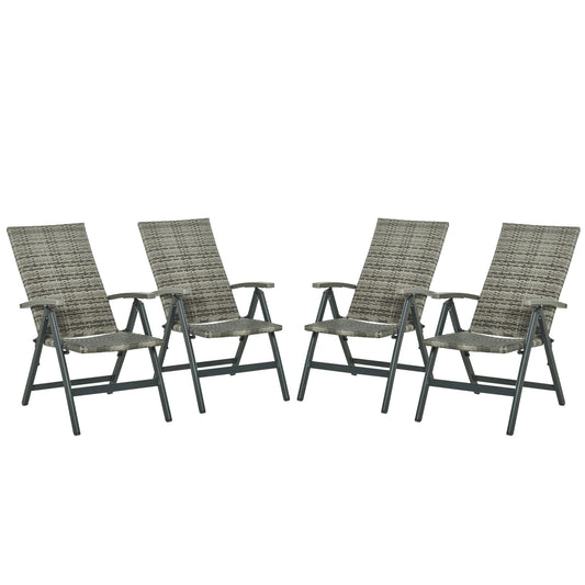 Outsunny Set 4 Sillas Plegable De Ratán Con 5 Posiciones Reclinable 59x68x107cm_0