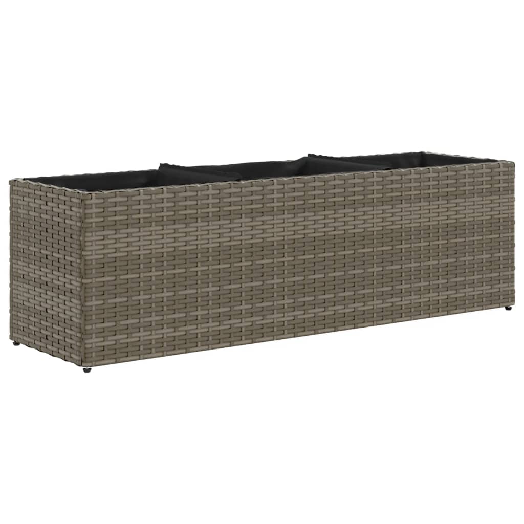 Jardineras Con 3 Maceteros 2 Uds Ratán Pe Gris 105x30x32 Cm_4
