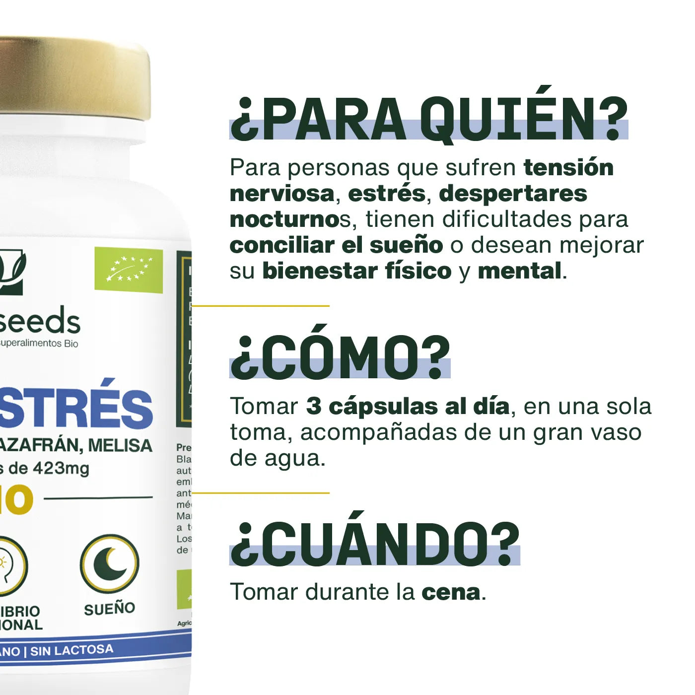 Complejo Antiestrés Bio, Espino Blanco, Azafrán, Melisa | 90 Cápsulas_1