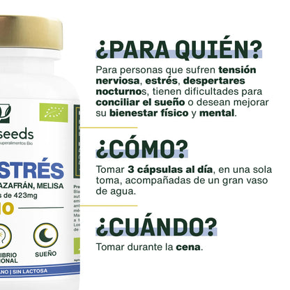 Complejo Antiestrés Bio, Espino Blanco, Azafrán, Melisa | 90 Cápsulas_1