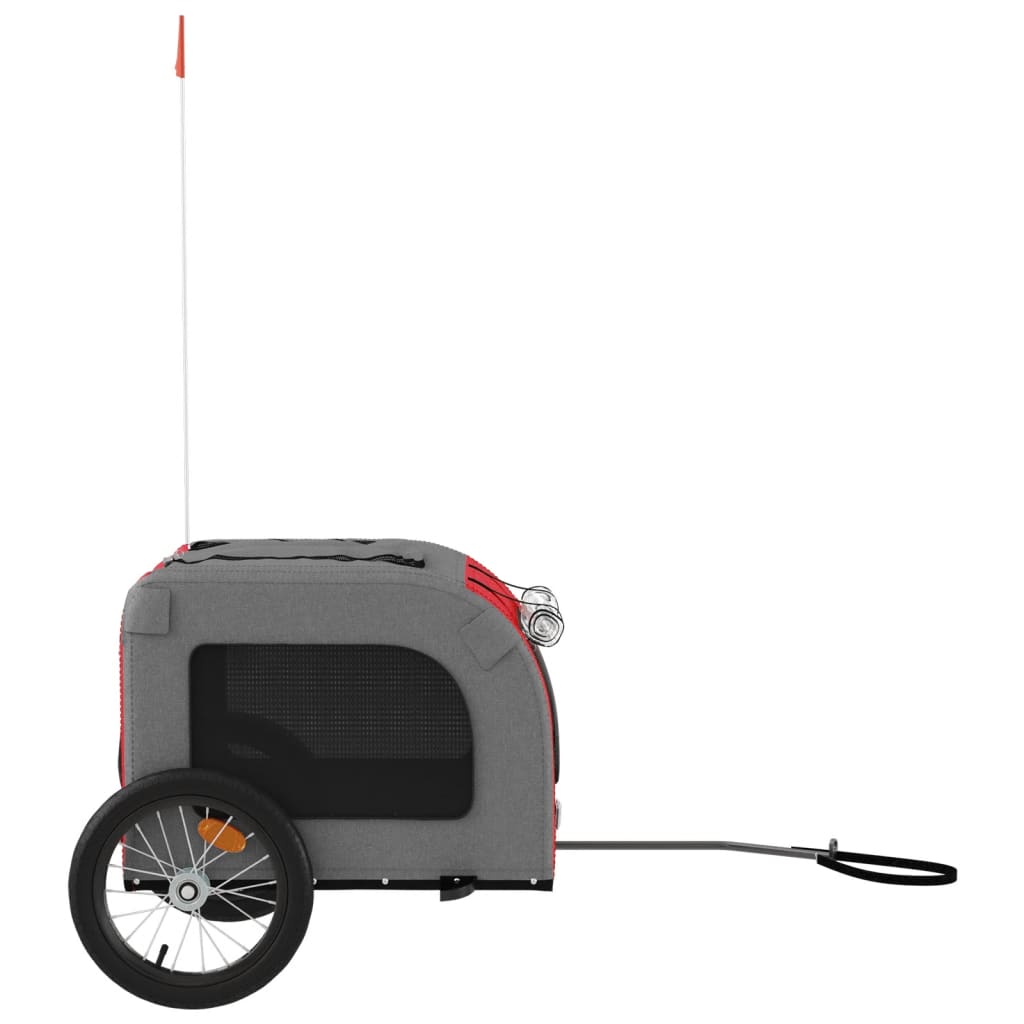 Remolque De Bicicleta Mascotas Hierro Tela Oxford Rojo Gris_5