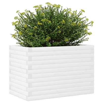 Jardinera De Madera Maciza De Pino Blanca 70x40x46 Cm_3
