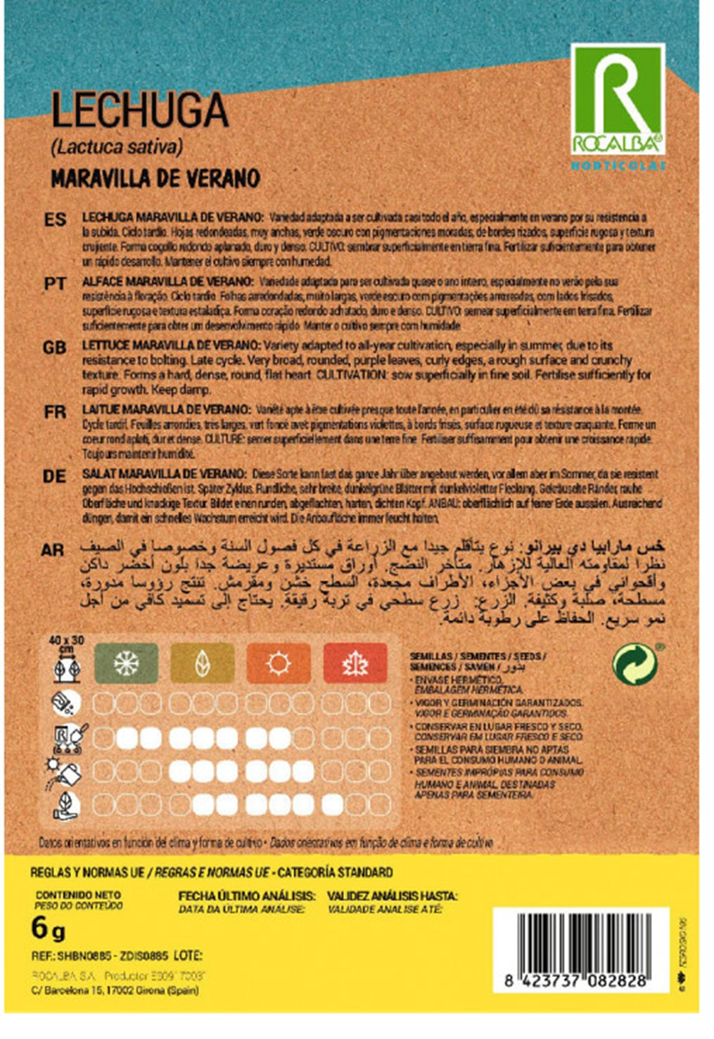 Semillas Lechuga Maravilla de verano 3g