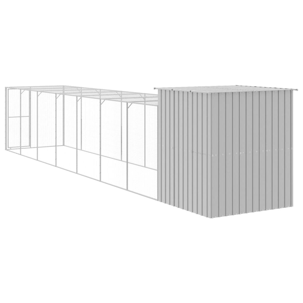 Vidaxl Gallinero Con Corral Acero Galvanizado Gris Claro 165x863x181cm_4