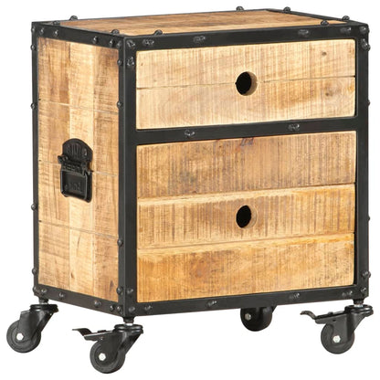 Mesita De Noche De Madera De Mango Rugosa 40x30x50 Cm_1