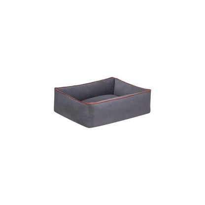Cama Rectangular De Pana Para Perro Modelo Wuapu Alins 55x45cm Color Gris Con Detalle Canela