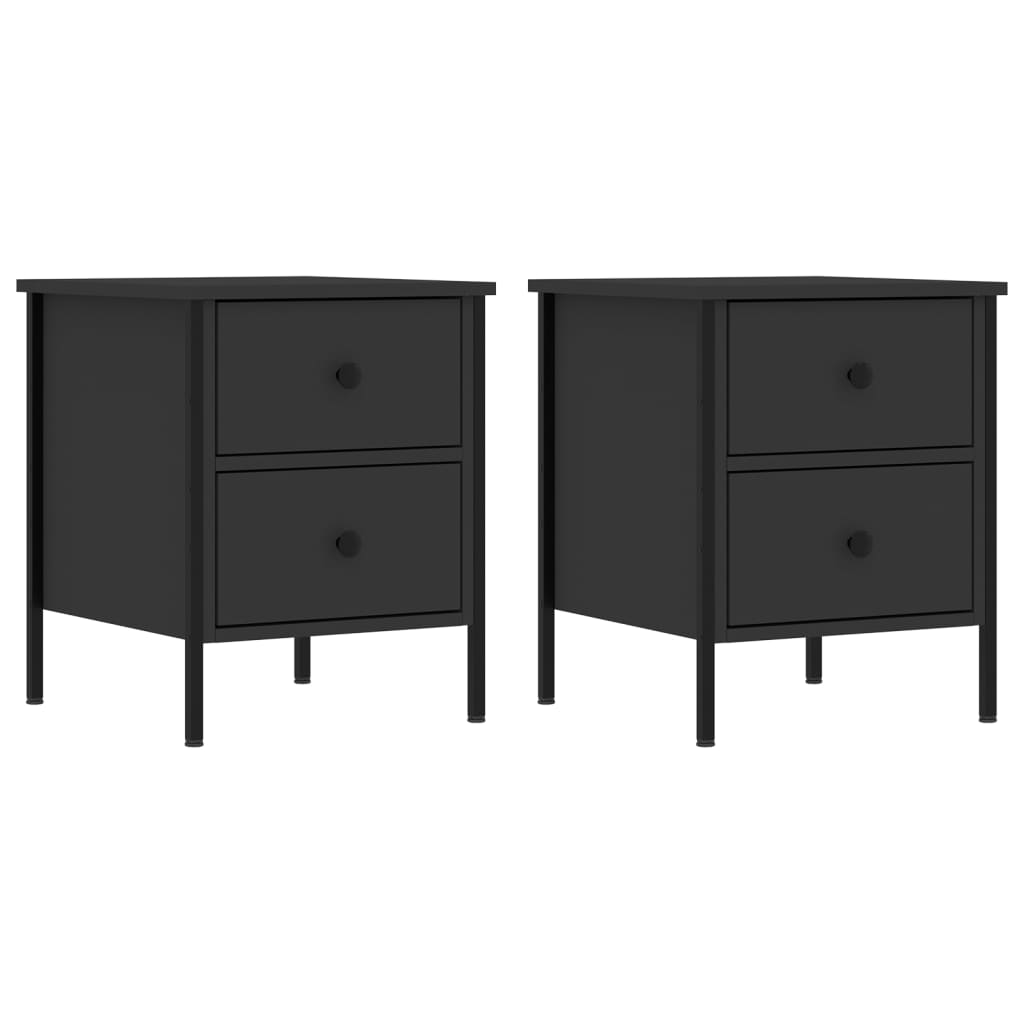 Mesitas De Noche 2 Uds Madera De Ingeniería Negro 40x42x50 Cm_0