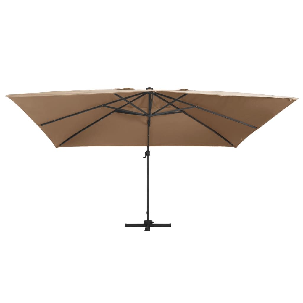 Vidaxl Sombrilla Voladiza Jardín Luces Led Poste Aluminio Taupe 4x3 M_1