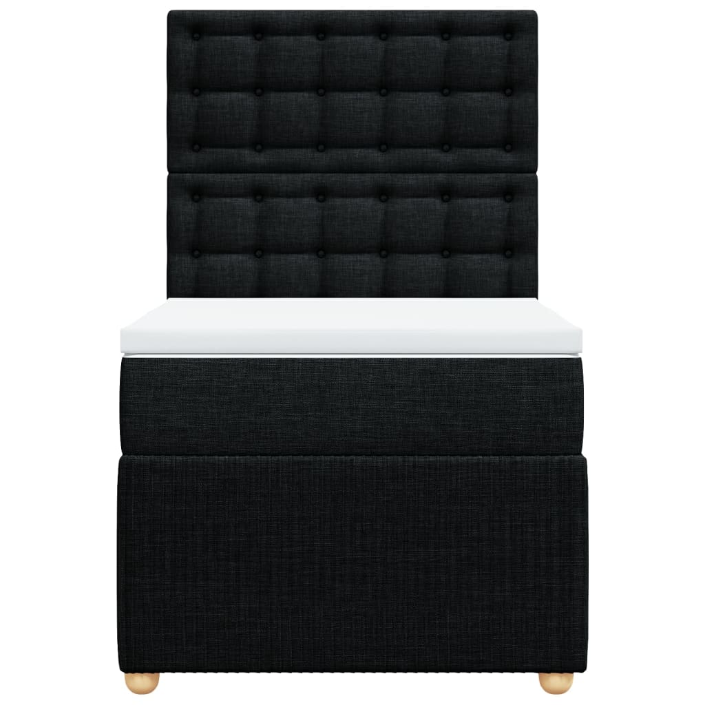Cama Box Spring Con Colchón Tela Negro 90x190 Cm / Vetonek_3