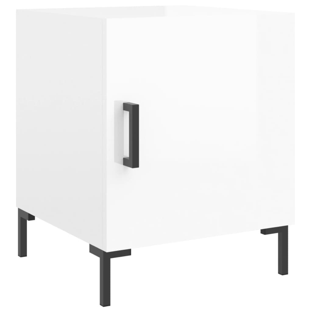 Mesitas Noche 2 Uds Madera Ingeniería Blanco Brillo 40x40x50 Cm_1