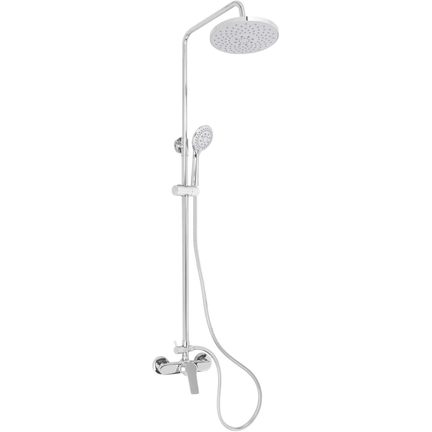 Columna De Ducha Telescópica Cromada Con Grifo Mezclador Monomando, Rociador Superior, Alcachofa De Mano Y Flexo_0