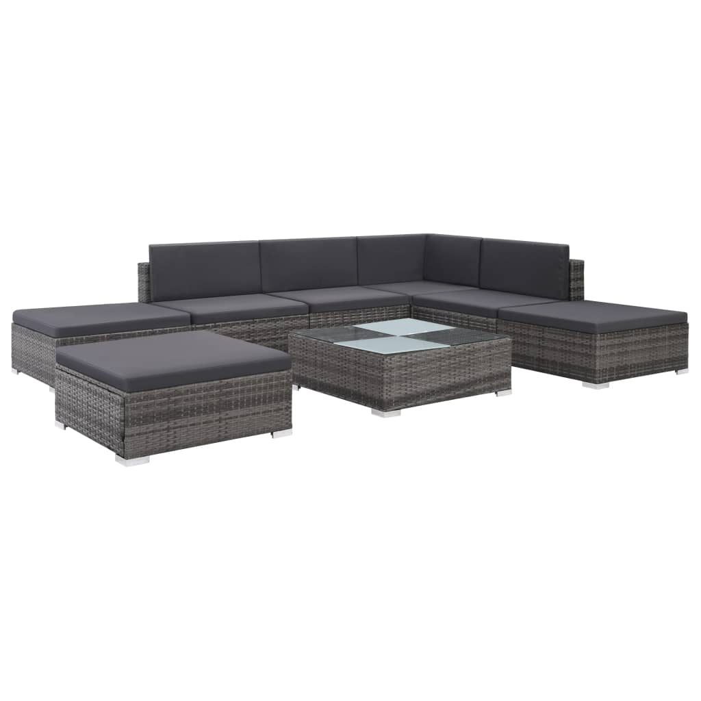 Vidaxl Set De Sofás De Jardín 8 Piezas Y Cojines Ratán Sintético Gris_0