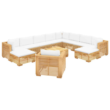 Vidaxl Juego Muebles De Jardín 12 Piezas Y Cojines Madera Maciza Teca_0