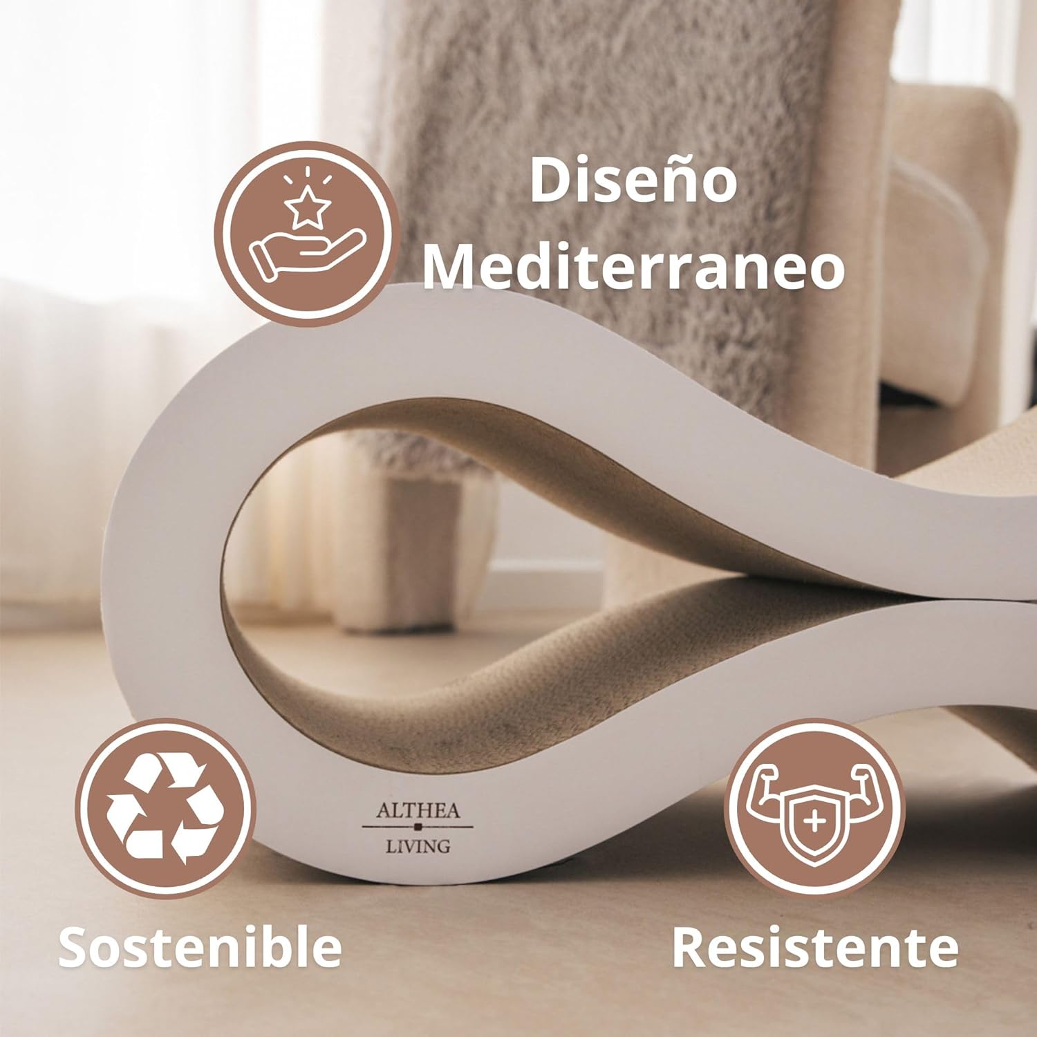 Rascador Ondulado Para Gatos Marina Con Base Antideslizante De Cartón Reciclado Althea Living 50x23x21.9cm_5