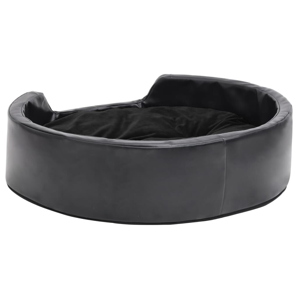 Vidaxl Cama Para Perros Felpa Y Cuero Sintético Negra 69x59x19 Cm_4