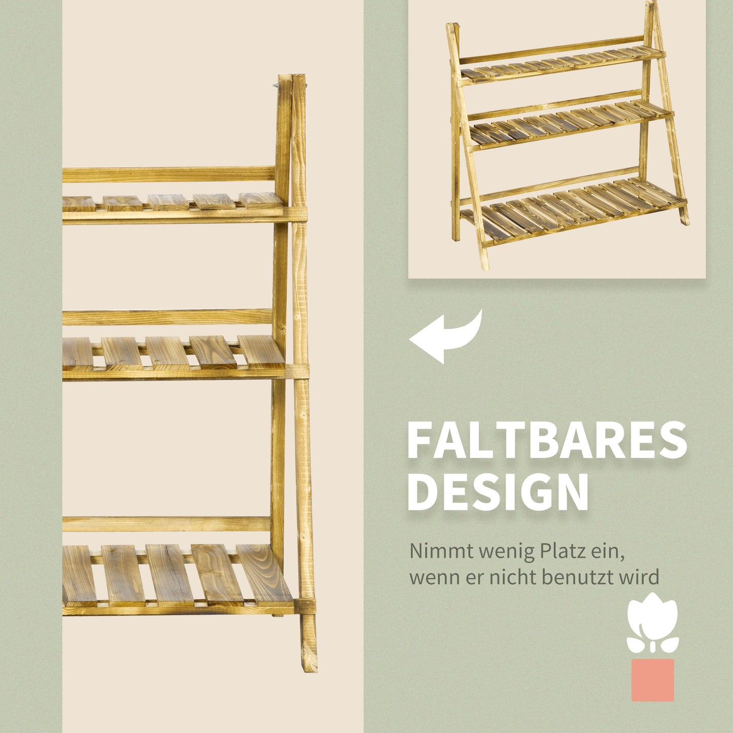 Outsunny Soporte Para Plantas De Madera De 3 Niveles 100x37x93 Cm Carbonizado_5