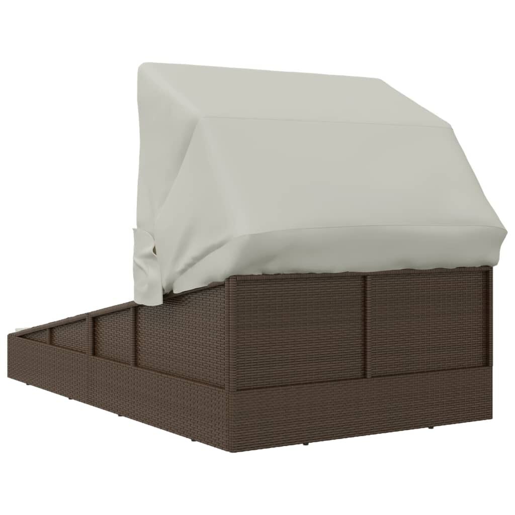 Vidaxl Tumbona Con Toldo Plegable Ratán Sintético Marrón 200x114x128cm_4