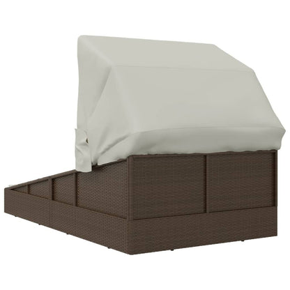 Vidaxl Tumbona Con Toldo Plegable Ratán Sintético Marrón 200x114x128cm_4