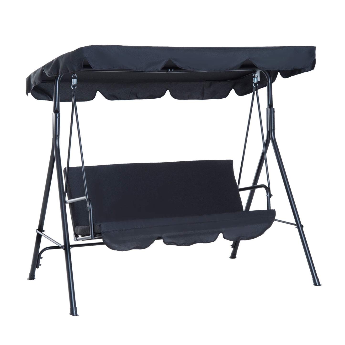 Outsunny Columpio De Jardín De 3 Plazas Con Techo Ajustable Acero 172x110x153 Cm_0