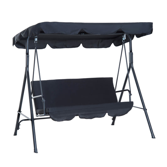 Outsunny Columpio De Jardín De 3 Plazas Con Techo Ajustable Acero 172x110x153 Cm_0
