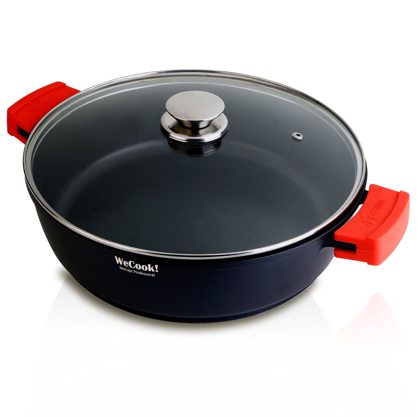 Batería Cocina Inducción 5 Piezas, Aluminio Sin Pfoa, Set Cazuelas Tapa + Sartenes, Asas Silicona Wecook Ecostone, Negro_2