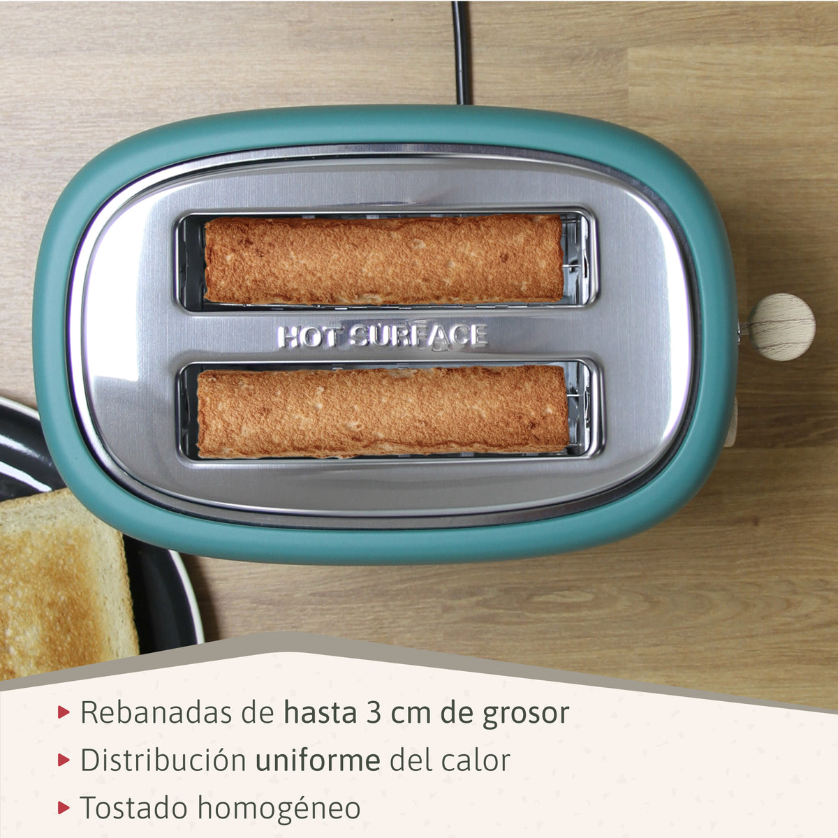Briebe Nordic Tostadora Pan Ranura Ancha, Tostador 2 Rebanadas, 6 Niveles Tostado, Calientapanecillos, Ta1166gre, Verde_3