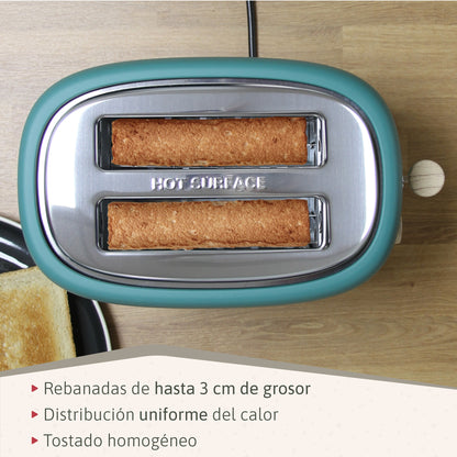 Briebe Nordic Tostadora Pan Ranura Ancha, Tostador 2 Rebanadas, 6 Niveles Tostado, Calientapanecillos, Ta1166gre, Verde_3
