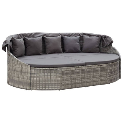 Vidaxl Tumbona De Jardín Con Dosel De Ratán Sintético Gris_3