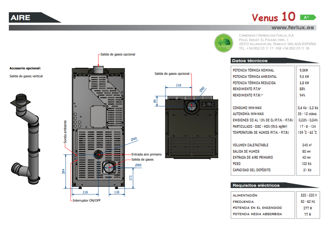 Bricosol Estufa De Pellets Venus 10 Blanco Perla De Ferlux_4