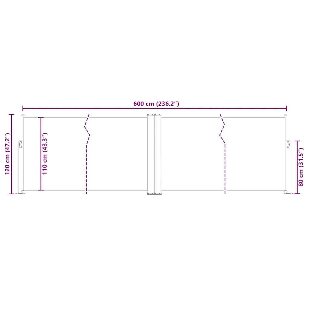 Vidaxl Toldo Lateral Retráctil Color Crema 120x600 Cm_2