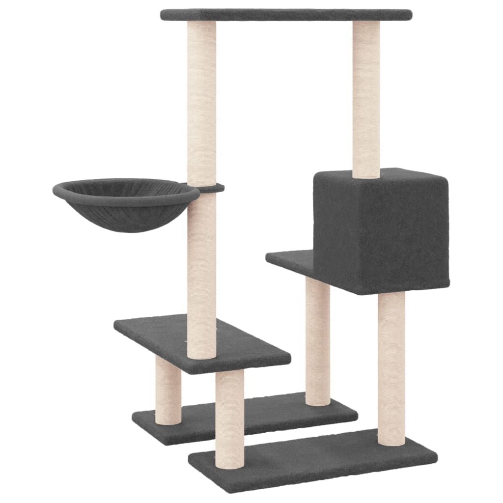 Vidaxl Rascador Para Gatos Con Postes De Sisal Gris Oscuro 94,5 Cm_4