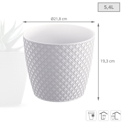 Maceta Orient 5,4l., Dimensiones (mm) 218x218x193, Color Blanco_2